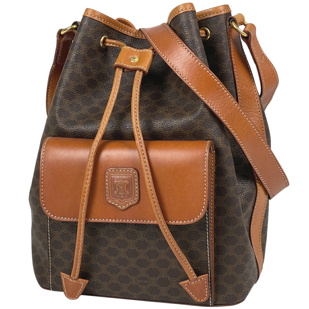 Celine Macadam Pattern Canvas Drawstring Shoulder… - image 1